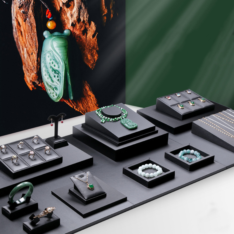 Black PU Leather Jewelry Displ – обзор и цена Display Risers Set